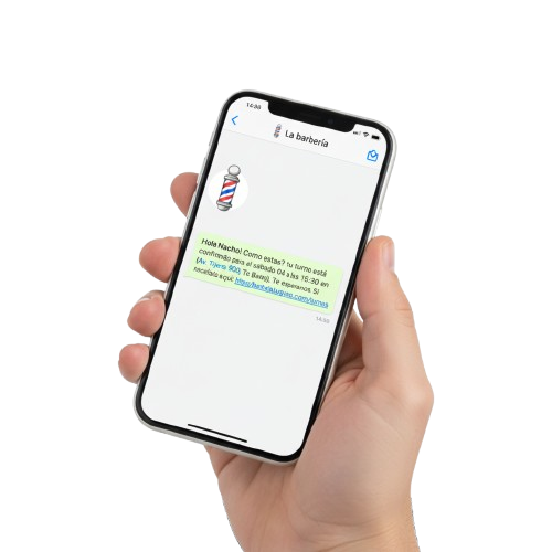 Ejemplo de un recordatorio de turno de Luqueo por WhatsApp